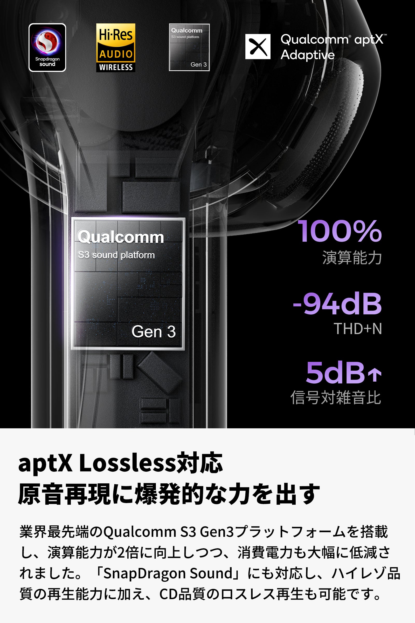 SOUNDPEATS Air5 ワイヤレスイヤホン インナーイヤー型【ハイレゾ／aptX Adaptive Lossless／Snapdragon  Sound／ アダプティブANC ノイズキャンセリング】イヤホン - SOUNDPEATS – SOUNDPEATS JAPAN